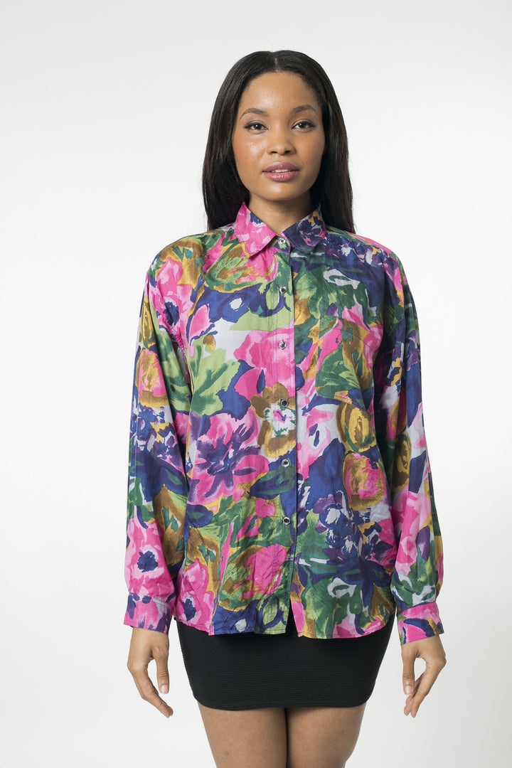 Over Sized Jungle Floral Statment  Blouse